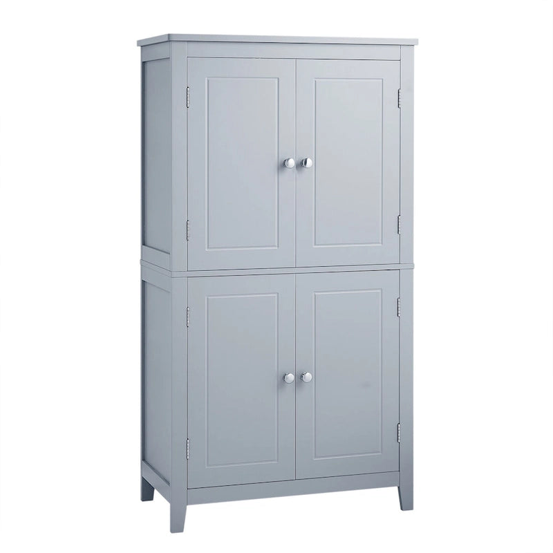Elegante armario de suelo para almacenamiento de baño, mueble de almacenamiento para baño, armario independiente con 4 puertas y estantes ajustables