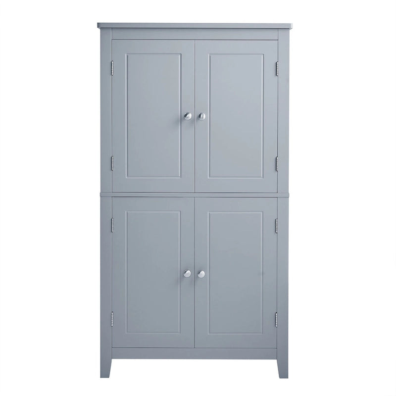 Elegante armario de suelo para almacenamiento de baño, mueble de almacenamiento para baño, armario independiente con 4 puertas y estantes ajustables