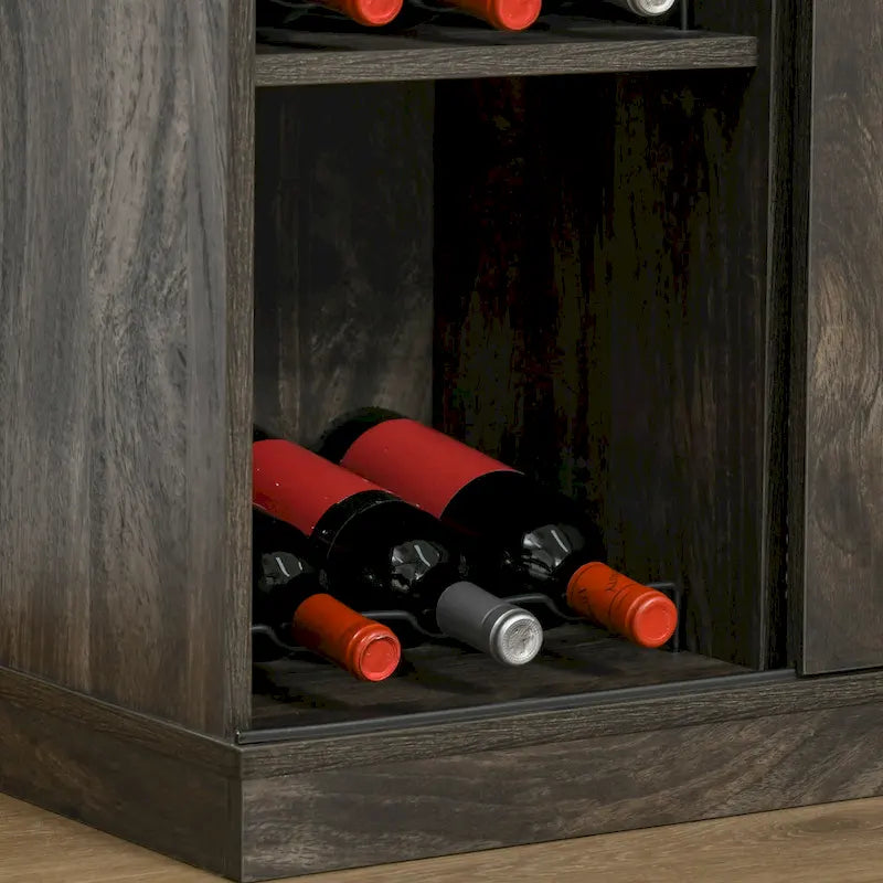Sideboard im Industriestil mit Schiebetür im Scheunenstil und Weinregal für 6 Flaschen