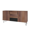 Buffet mid-century de 63 pouces avec 3 tiroirs et 4 étagères