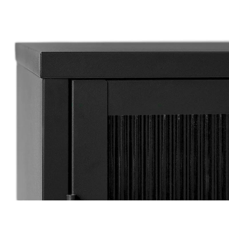 Modernes Sideboard aus Metall und geriffeltem Glas mit 3 Türen
