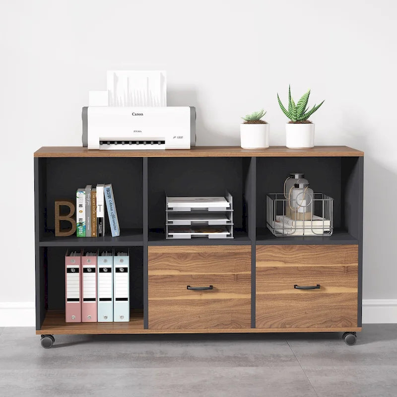 Classeur latéral mobile à 2 tiroirs de 43 pouces, meuble porte-imprimante de bureau