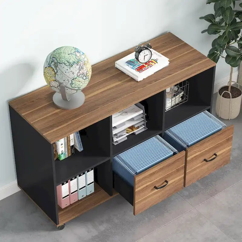 Classeur latéral mobile à 2 tiroirs de 43 pouces, meuble porte-imprimante de bureau