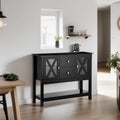 Holz-Buffetschrank mit Aufbewahrungsschubladen und Glastür - N/A