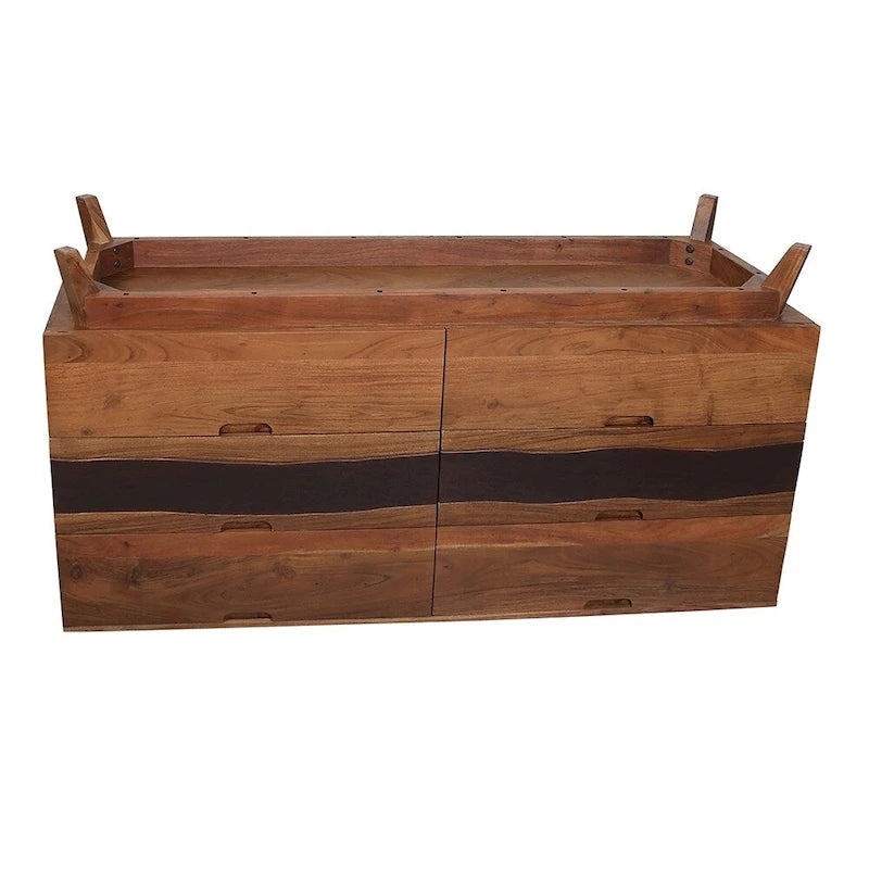 Aparador de madera con seis cajones