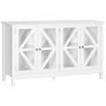 Weißes Sideboard mit 4 Türen aus gehärtetem Glas und verstellbaren Einlegeböden