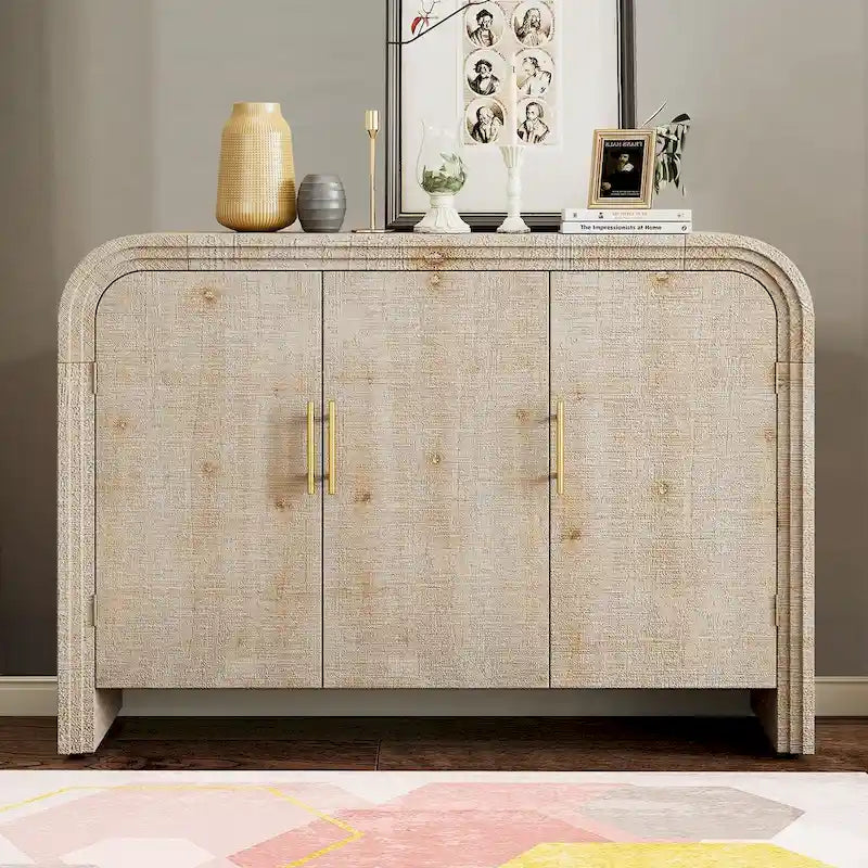 Aparador lateral de madera vintage elegante con protectores para patas