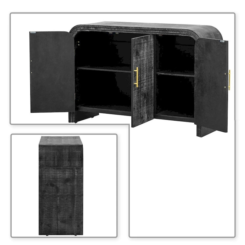 Aparador lateral de madera vintage elegante con protectores para patas