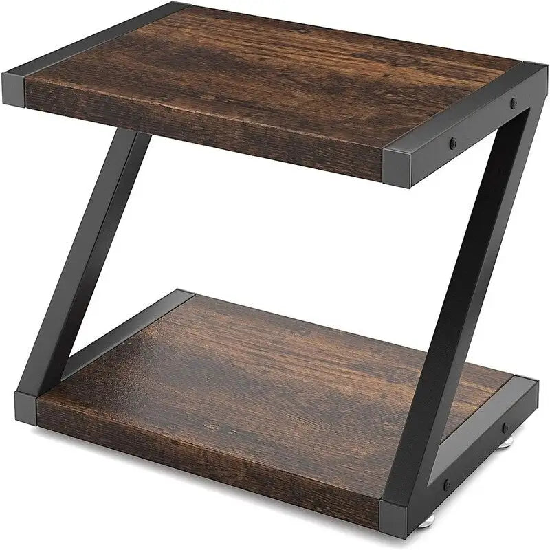Soporte de escritorio para impresora de 2 niveles con estantes de almacenamiento de madera