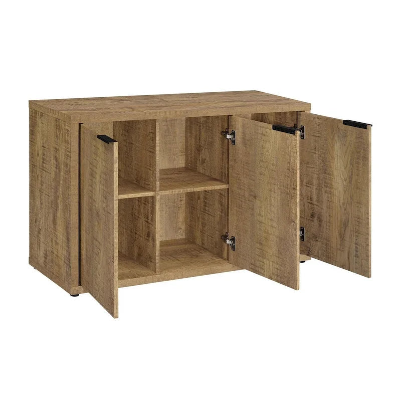 Akzentschrank mit 3 Türen, Mango-Holzmaserung und verstellbaren Einlegeböden