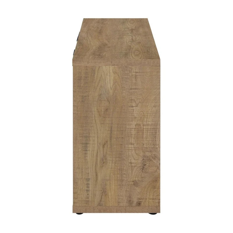 Armario auxiliar de 3 puertas con acabado de veta de madera de mango y estantes ajustables