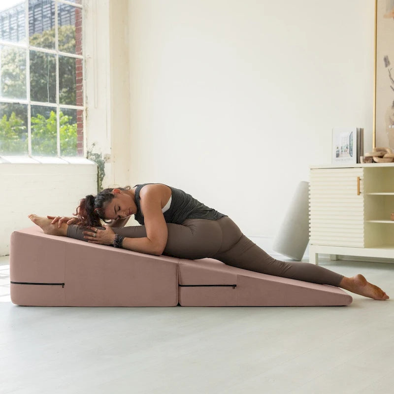 Rampa de yoga y banco de cama convertibles de espuma con funda de microterciopelo