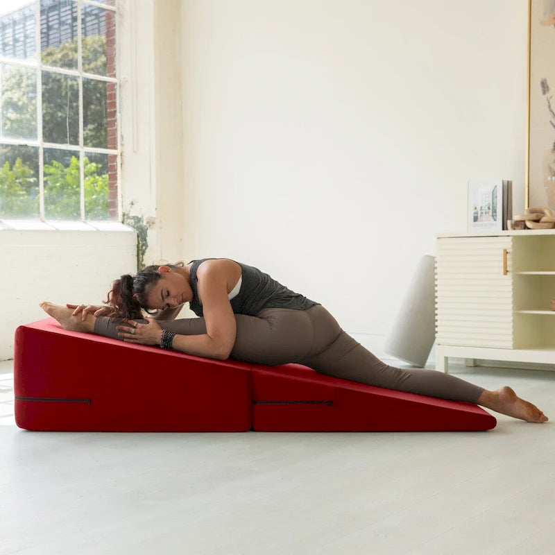 Rampa de yoga y banco de cama convertibles de espuma con funda de microterciopelo