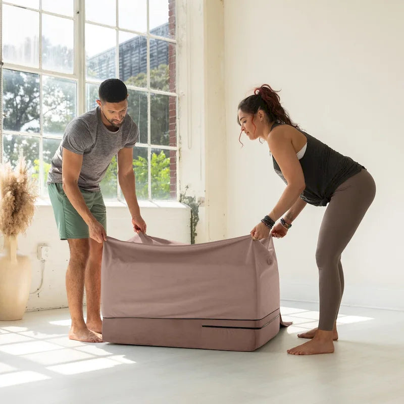 Verstellbare Yoga-Rampe aus Schaumstoff und Bettbank mit Microvelours-Bezug