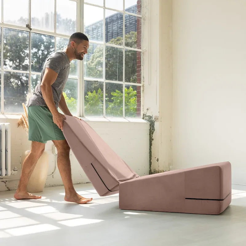 Verstellbare Yoga-Rampe aus Schaumstoff und Bettbank mit Microvelours-Bezug