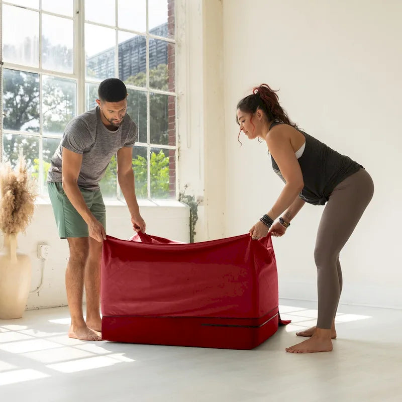 Verstellbare Yoga-Rampe aus Schaumstoff und Bettbank mit Microvelours-Bezug