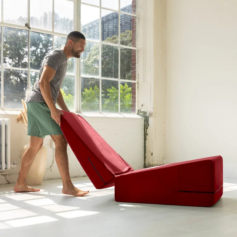 Verstellbare Yoga-Rampe aus Schaumstoff und Bettbank mit Microvelours-Bezug