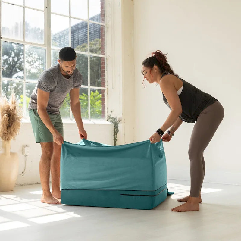 Verstellbare Yoga-Rampe aus Schaumstoff und Bettbank mit Microvelours-Bezug
