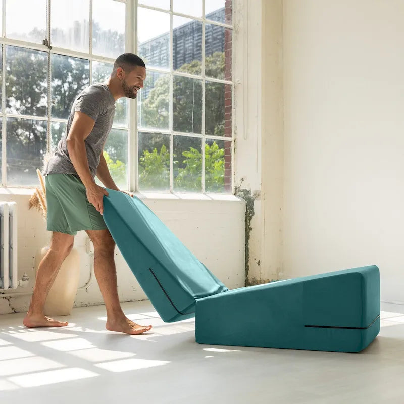 Verstellbare Yoga-Rampe aus Schaumstoff und Bettbank mit Microvelours-Bezug