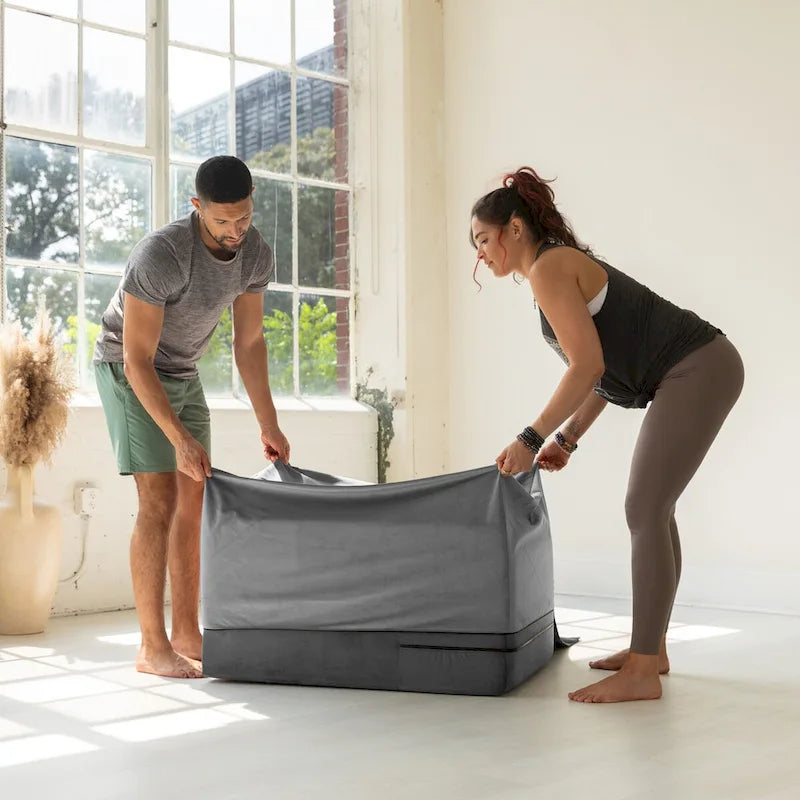 Verstellbare Yoga-Rampe aus Schaumstoff und Bettbank mit Microvelours-Bezug