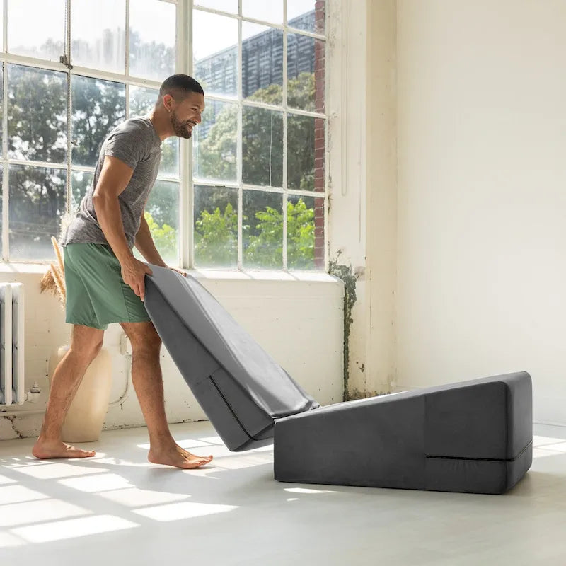 Verstellbare Yoga-Rampe aus Schaumstoff und Bettbank mit Microvelours-Bezug