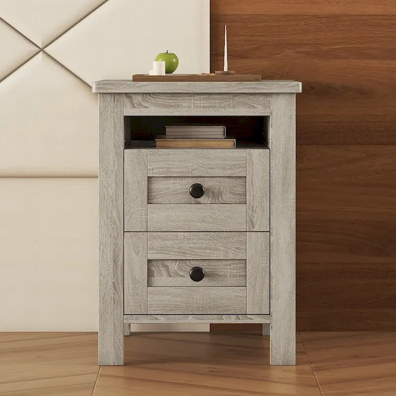 Armario de almacenamiento de madera estilo rústico con 2 cajones