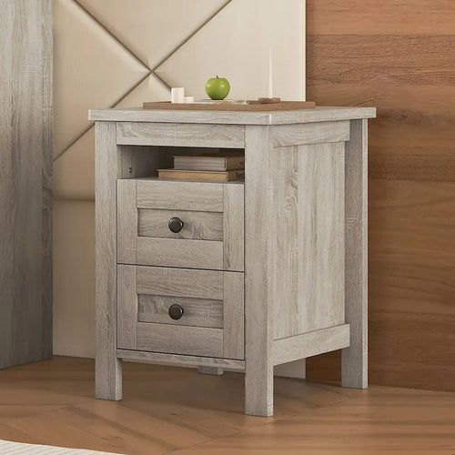 2-Drawer Farmhouse Wooden Storage Cabinet