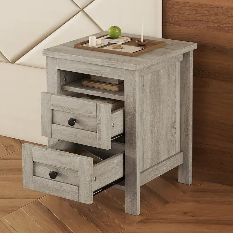Armario de almacenamiento de madera estilo rústico con 2 cajones