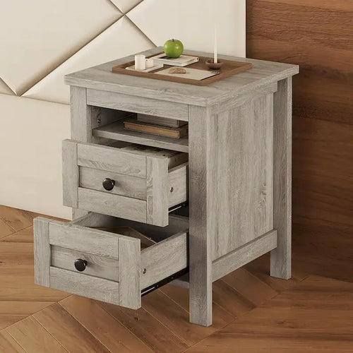 Armario de almacenamiento de madera estilo rústico con 2 cajones