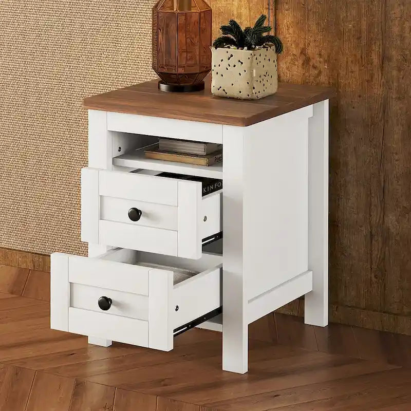 Mobile contenitore in legno stile rustico con 2 cassetti