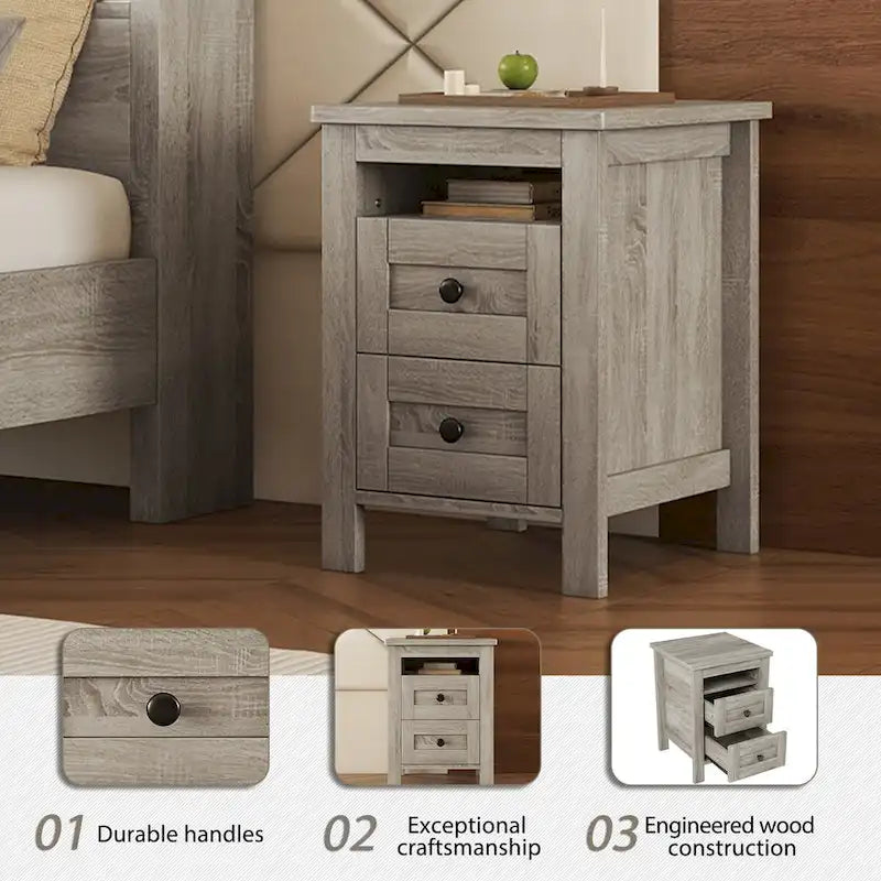 Mobile contenitore in legno stile rustico con 2 cassetti
