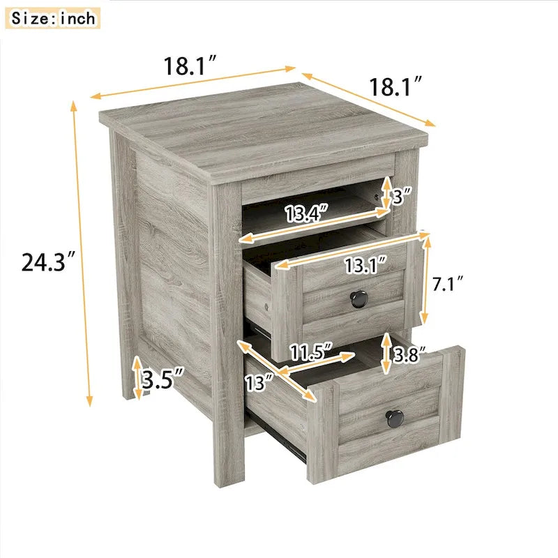 Mobile contenitore in legno stile rustico con 2 cassetti