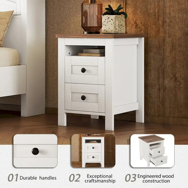 Mobile contenitore in legno stile rustico con 2 cassetti