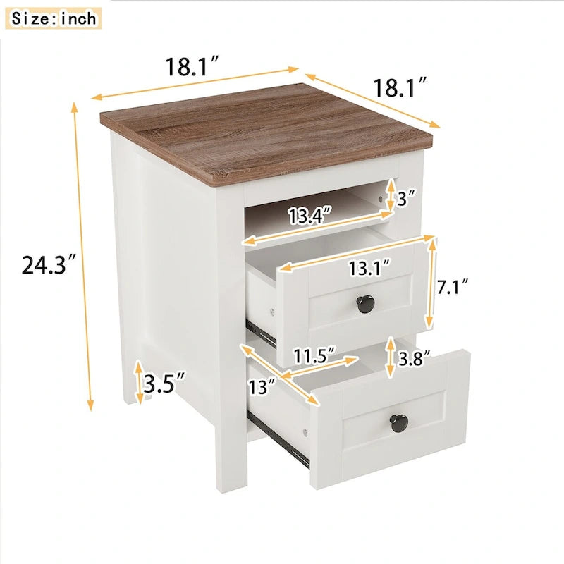 Mobile contenitore in legno stile rustico con 2 cassetti
