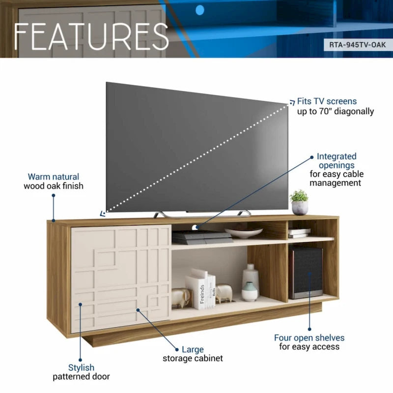Moderne tv-kast met eikenlook voor tv's tot 70 inch