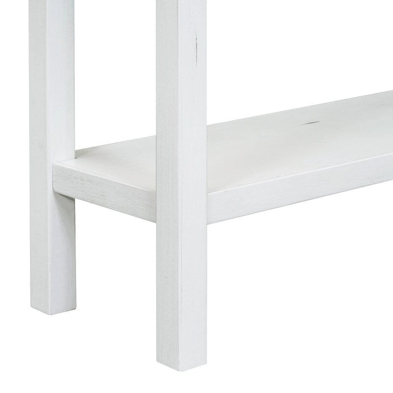 Mesa consola rústica para recibidor, mesa de sofá larga de 60 con dos cajones de diferentes tamaños y estante inferior para almacenamiento