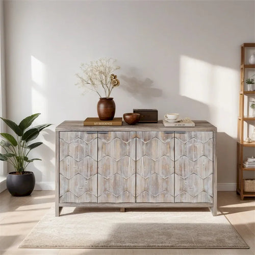 Accent Cabinet 4 Door Wooden Cabinet Sideboard Buffet Storage Cabinet