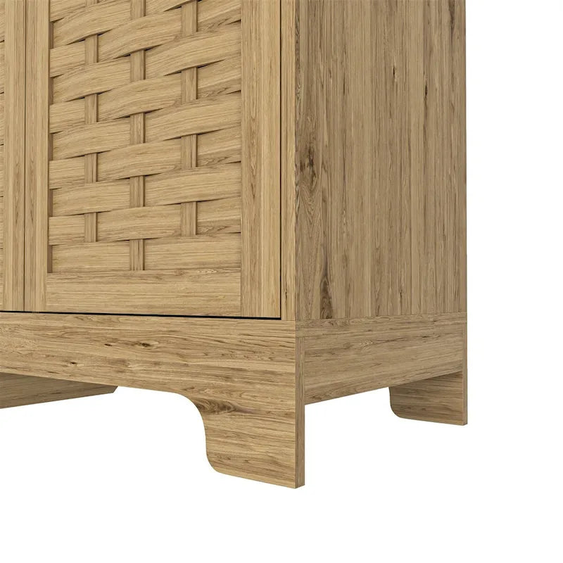 Sideboard mit 3 Türen, geflochtenen Türfüllungen und goldenen Griffen