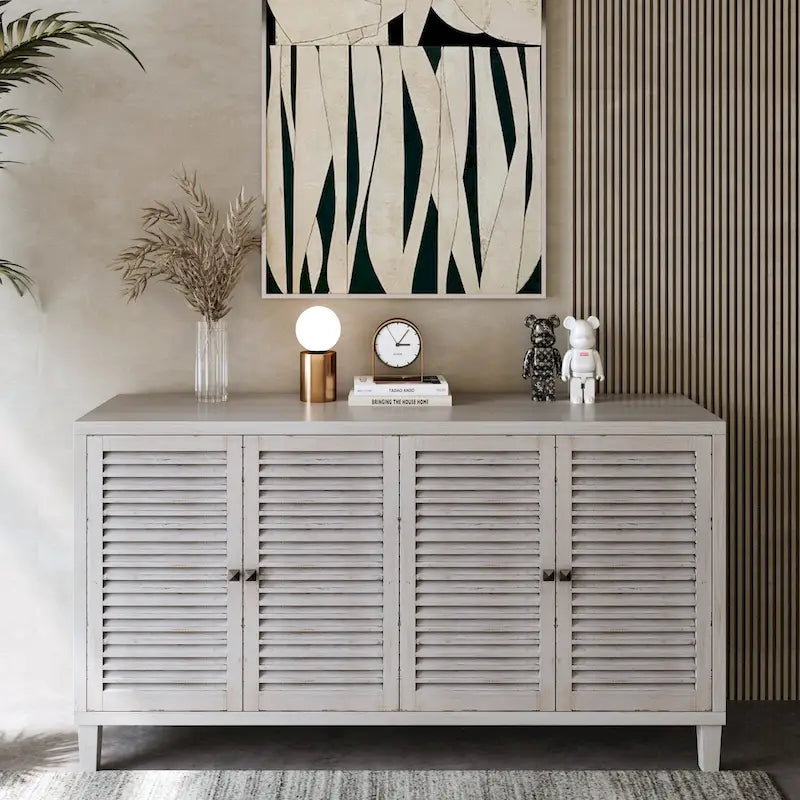 Akzent-Sideboard aus Holz mit 4 Türen und verstellbaren Ablagen
