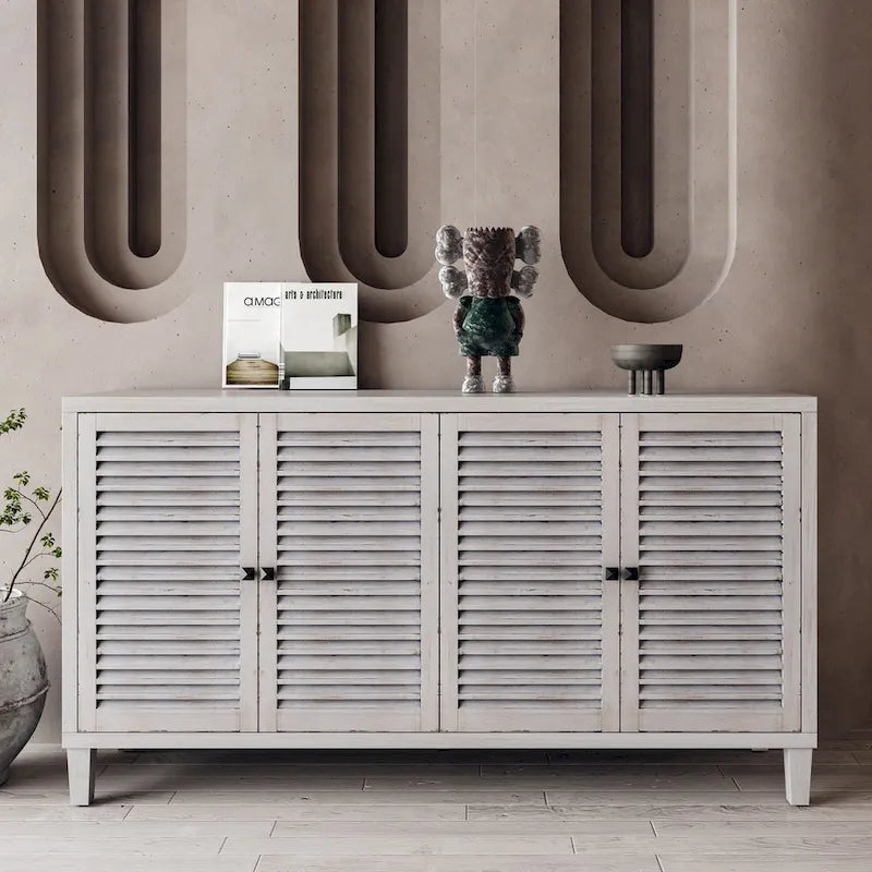 Akzent-Sideboard aus Holz mit 4 Türen und verstellbaren Ablagen