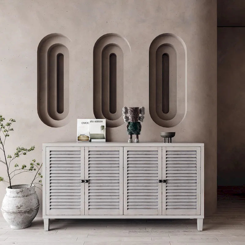 Akzent-Sideboard aus Holz mit 4 Türen und verstellbaren Ablagen
