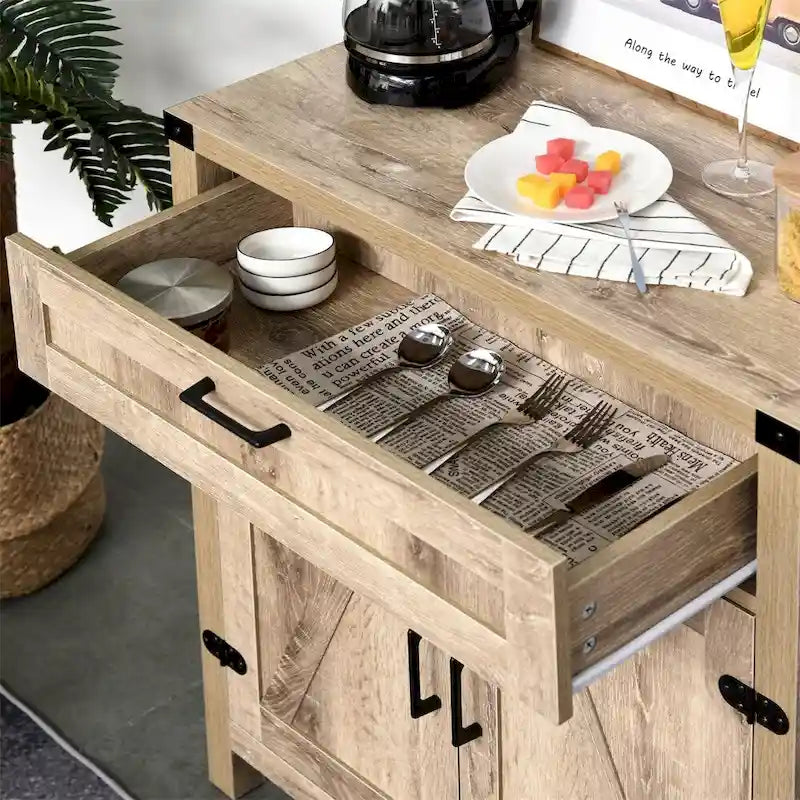 Aparador de madera con cajón y estante ajustable - N/A
