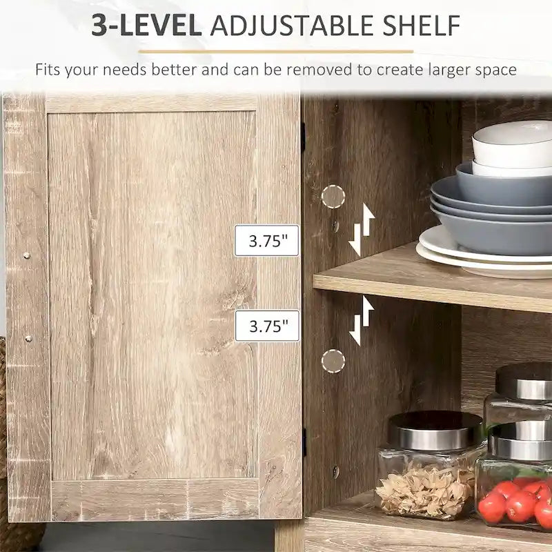 Holz-Buffetschrank mit Schublade und verstellbarer Ablage - N/A