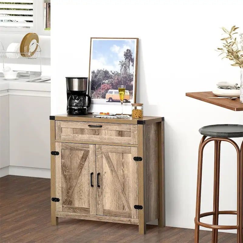 Holz-Buffetschrank mit Schublade und verstellbarer Ablage - N/A