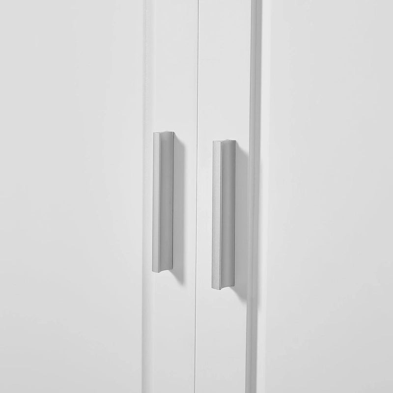 Armario alto de madera de 2 puertas para baño, de 63, blanco, con estante ajustable