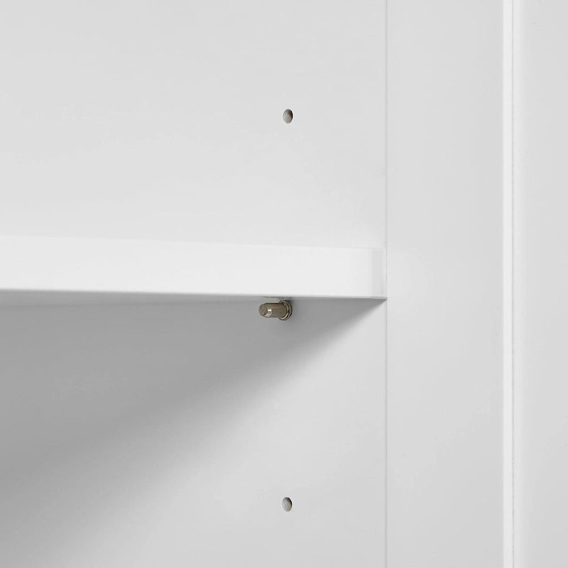 Armario alto de madera de 2 puertas para baño, de 63, blanco, con estante ajustable