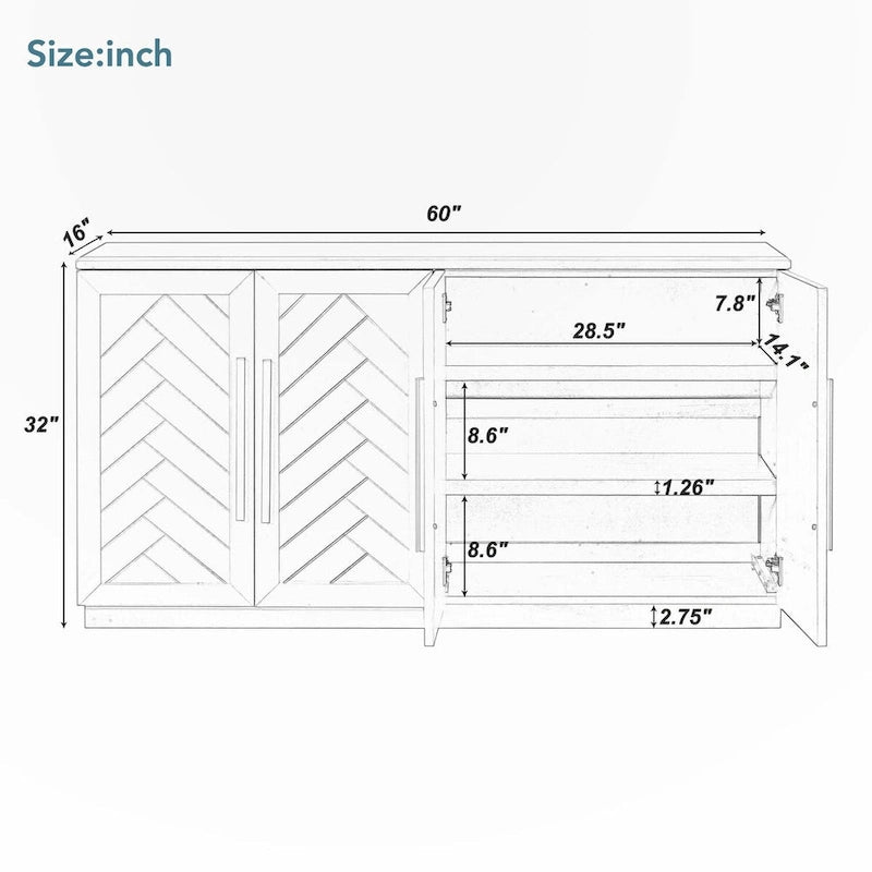 Credenza con ripiani regolabili per la cucina